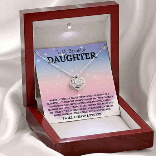 To My Beautiful Daughter, Always & Forever, Love Knot Necklace