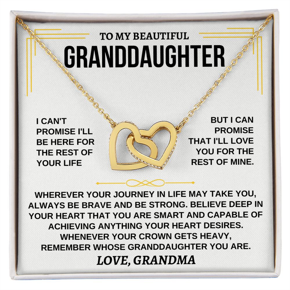To My Granddaughter - Gold Vermeil Personalized Gift Set - Interlocking Hearts Necklace - Love, Grandma