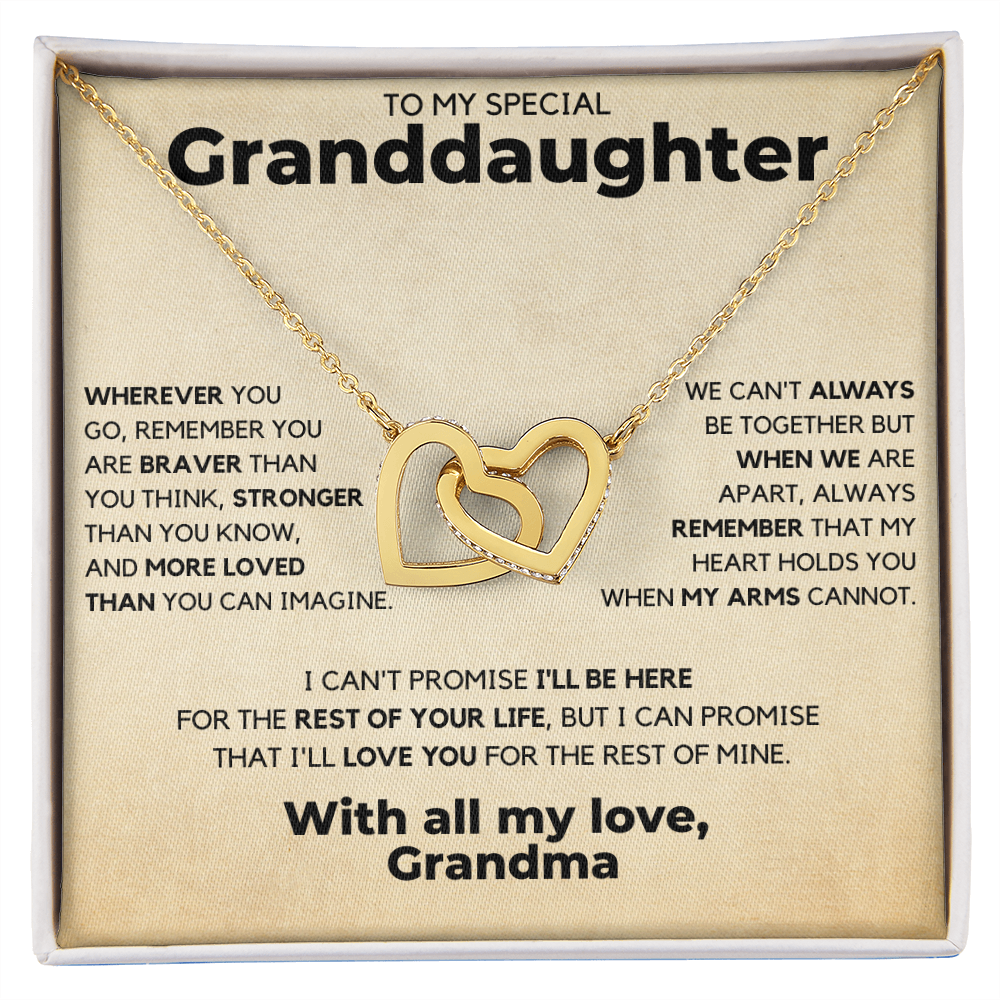 Necklace for Granddaughter - Heart Holds You, With all my love, Grandma - Gift for Granddaughter, Interlocking Hearts Necklace
