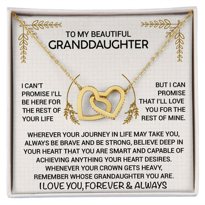 To My Beautiful Granddaughter - Always Be Brave And Be Strong - Interlocking Hearts Necklace