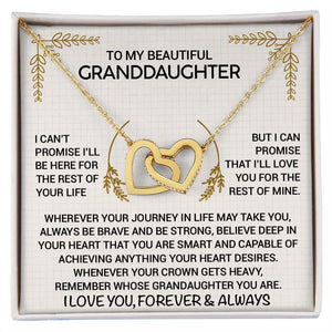To My Beautiful Granddaughter - Always Be Brave And Be Strong - Interlocking Hearts Necklace