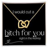 I Would Cut - Interlocking Hearts Necklace - Black Gift For Mom, necklace For Wife, Gift For Mother's Day