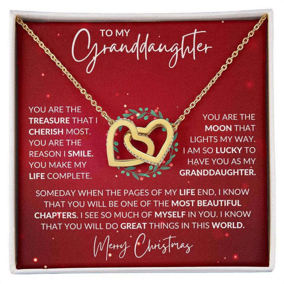 Granddaughter Christmas Interlocking Hearts Necklace Gift
