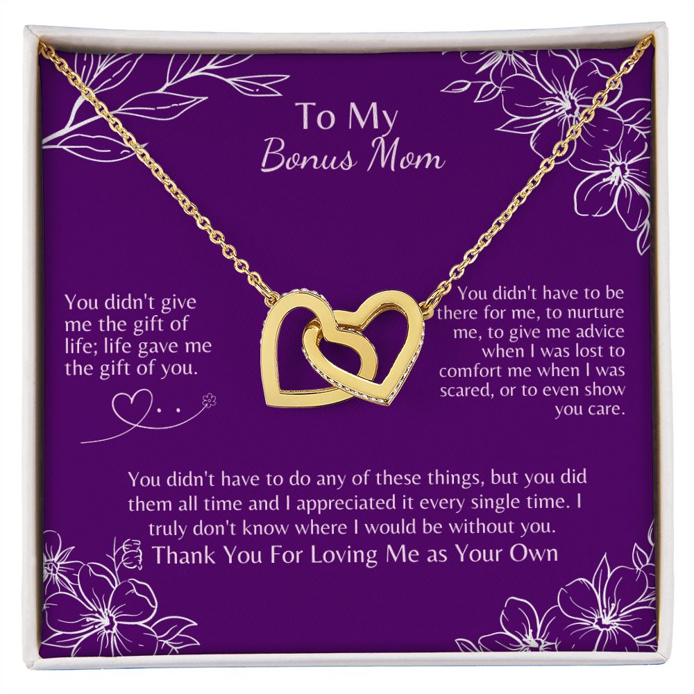 To My Bonus Mom - The Gift of You - Interlocking Hearts Necklace Gift For Mom, necklace For Wife, Gift For Mother's Day