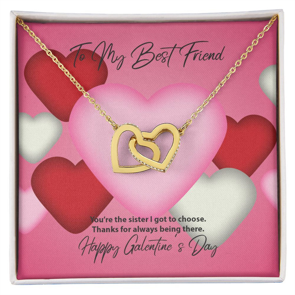 To My Best Friend Galentine's Day Interlocking Hearts Necklace
