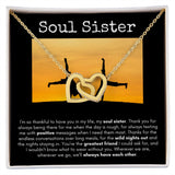 Soul Sister - Interlocking Hearts  Necklace - Black Card/Cartwheel Gift For Mom, necklace For Wife, Gift For Mother's Day
