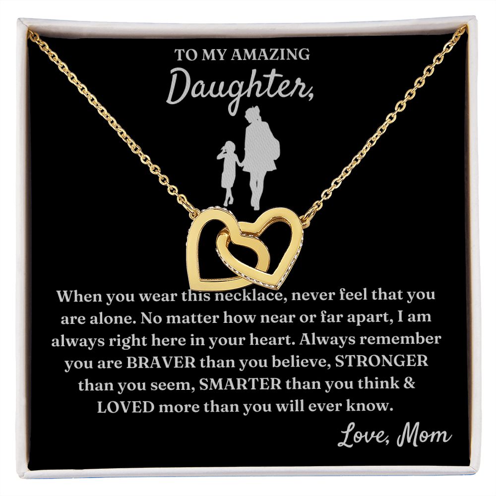 Right There In Your Heart - Interlocking Hearts Necklace For Daughter
