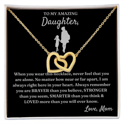 Right There In Your Heart - Interlocking Hearts Necklace For Daughter
