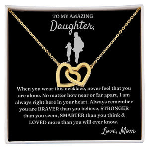 Right There In Your Heart - Interlocking Hearts Necklace For Daughter