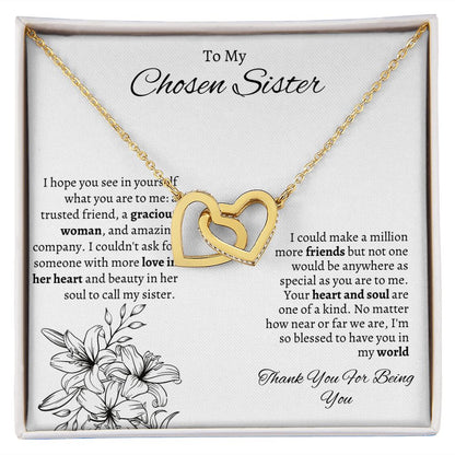 To My Chosen Sister - Interlocking Hearts Necklace - White Gift For Mom, necklace For Wife, Gift For Mother's Day