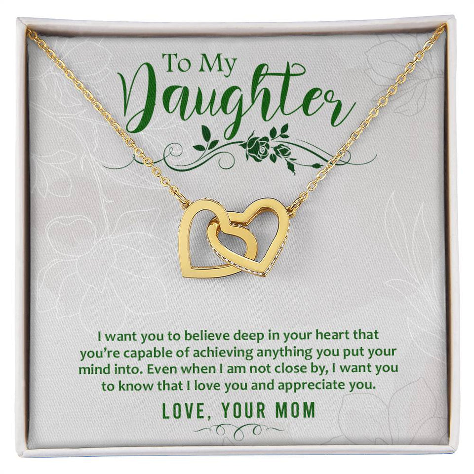 Daughter Believe Interlocking Hearts Necklace