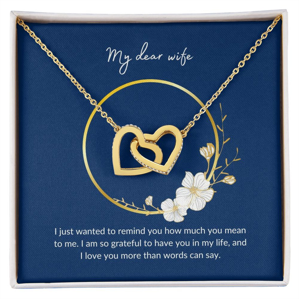 Wife - I Love You More Than Words Can Say - Interlocking Hearts Necklace