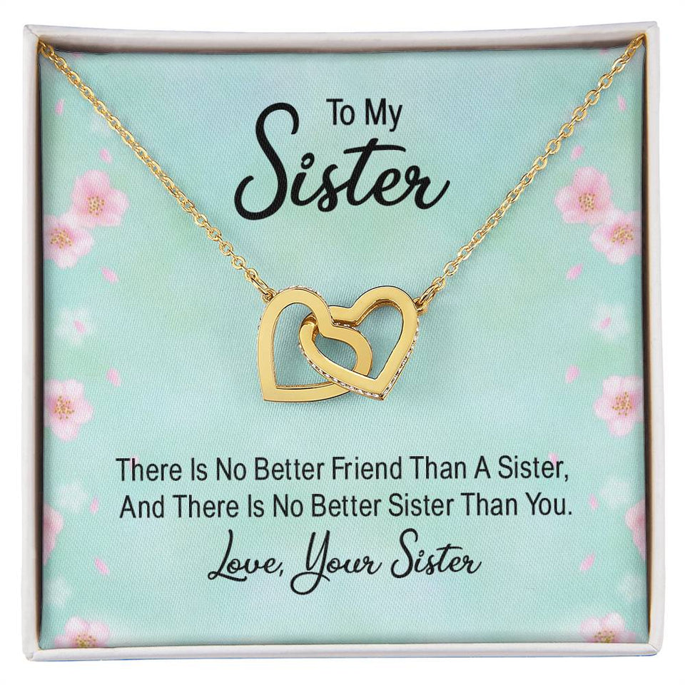 No Better Friend than a Sister Interlocking Hearts Necklace