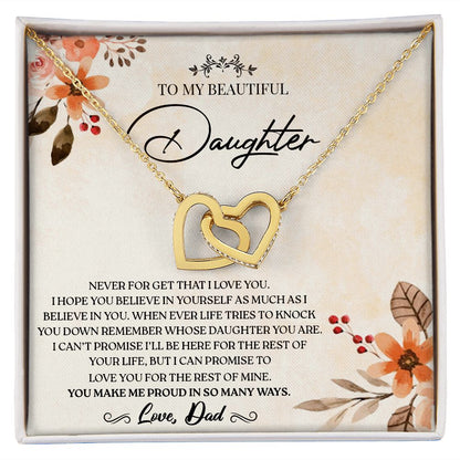 To my Daughter - Love You For The Rest of Mine - Interlocking Hearts Necklace Gift