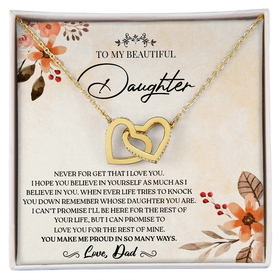 To my Daughter - Love You For The Rest of Mine - Interlocking Hearts Necklace Gift