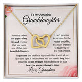 Rose Flower With Pink Background Interlocking Hearts Necklace To My Amazing Granddaughter Gift From Grandma