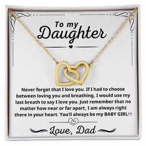 My Baby Girl - Interlocking Heart Necklace Gift To Daughter From Dad, Interlocking Hearts Necklace