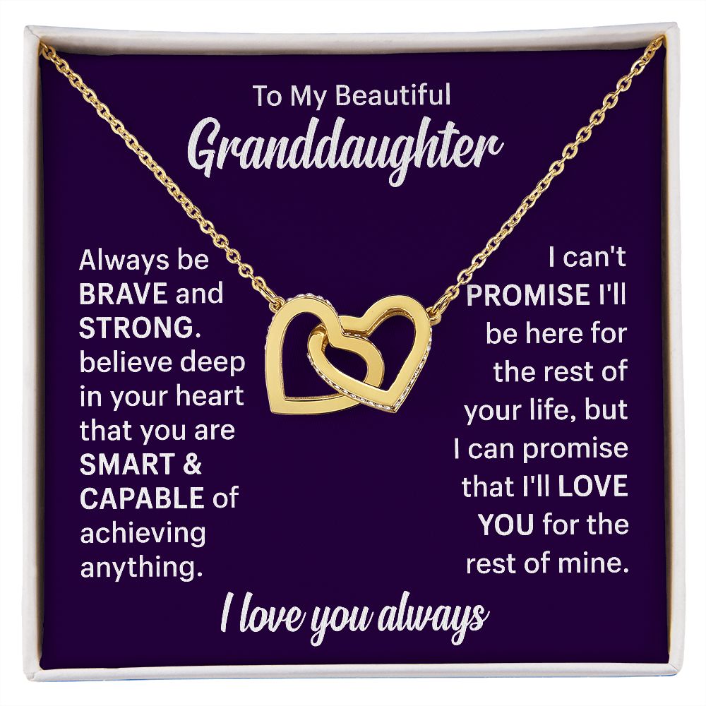 To My Beautiflul Granddaughter Necklace - I Love You Always, Interlocking Hearts Necklace
