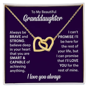 To My Beautiflul Granddaughter Necklace - I Love You Always, Interlocking Hearts Necklace