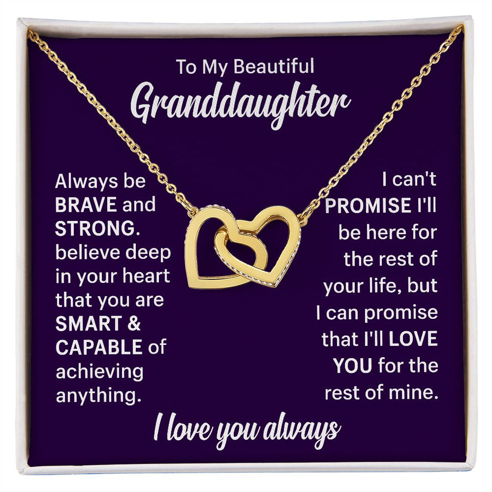 To My Beautiflul Granddaughter Necklace - I Love You Always, Interlocking Hearts Necklace