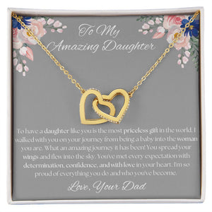 To My Amazing Daughter - From Dad -  Interlocking Hearts Necklace Gift For Mom, necklace For Wife, Gift For Mother's Day