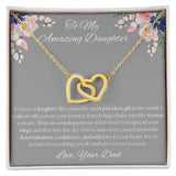 To My Amazing Daughter - From Dad -  Interlocking Hearts Necklace Gift For Mom, necklace For Wife, Gift For Mother's Day