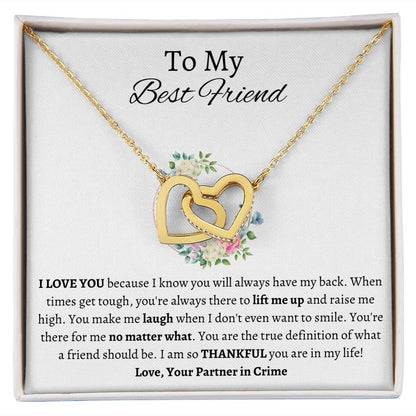 To My Best Friend - Interlocking Hearts Necklace - Partner in Crime Gift For Mom, necklace For Wife, Gift For Mother's Day