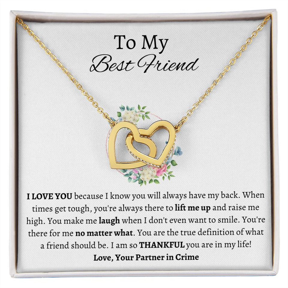 To My Best Friend - Interlocking Hearts Necklace - Partner in Crime Gift For Mom, necklace For Wife, Gift For Mother's Day