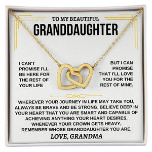 To My Granddaughter - Gold Vermeil Personalized Gift Set - Interlocking Hearts Necklace - Love, Grandma