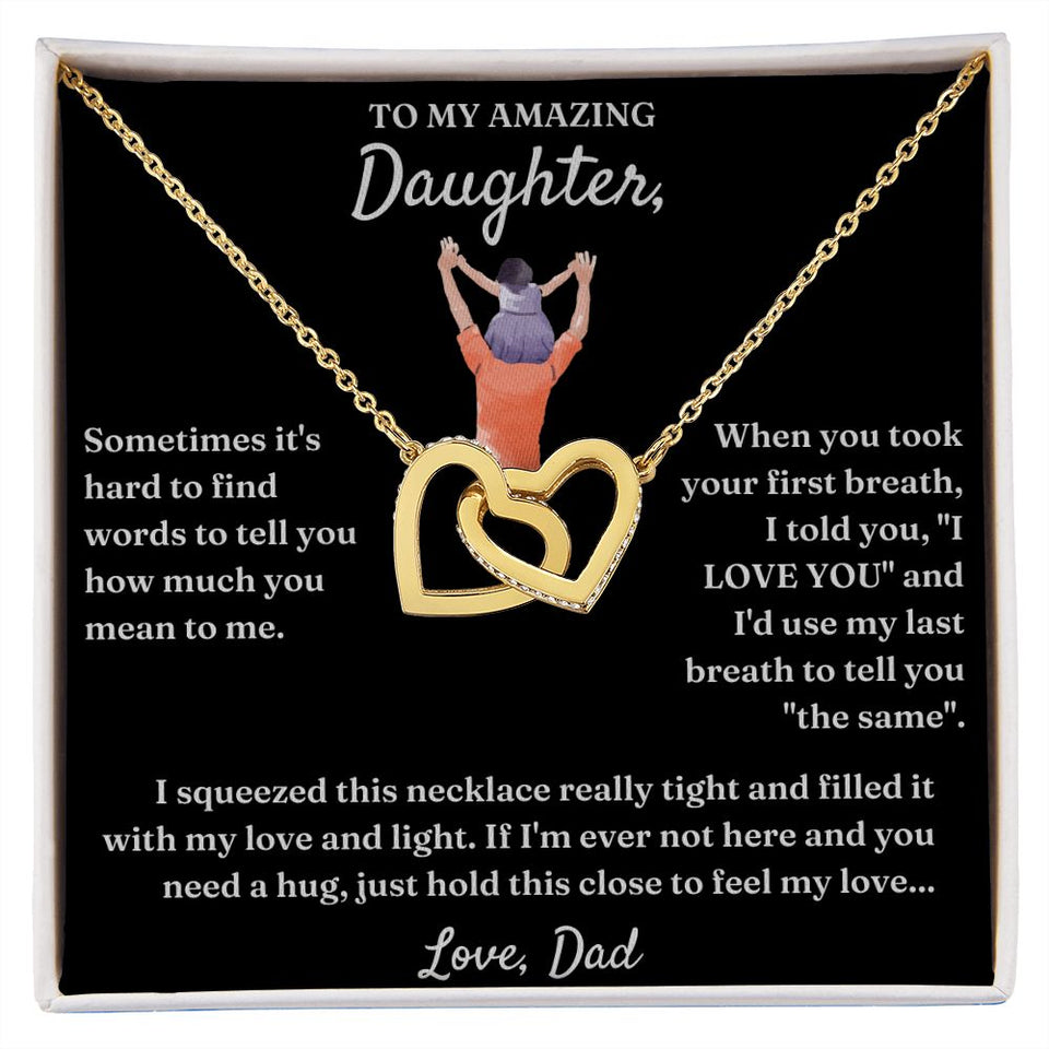 How Much You Mean To Me - Interlocking Hearts Necklace For Daughter