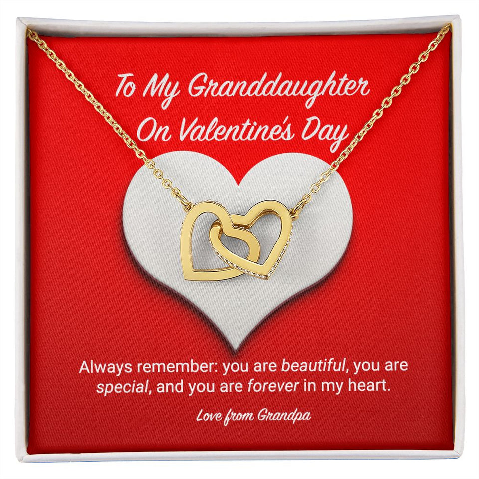 To My Granddaughter from Grandpa Valentine's Day Interlocking Hearts Necklace