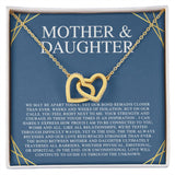 Mother & Daughter We May Be Apart Interlocking Hearts Necklace