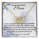 You Mean The World To Me - Interlocking Hearts Necklace For Mom