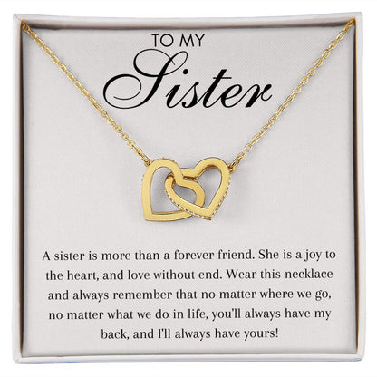 To My Sister - Interlocking Hearts Necklace - Love Without End Gift For Mom, necklace For Wife, Gift For Mother's Day