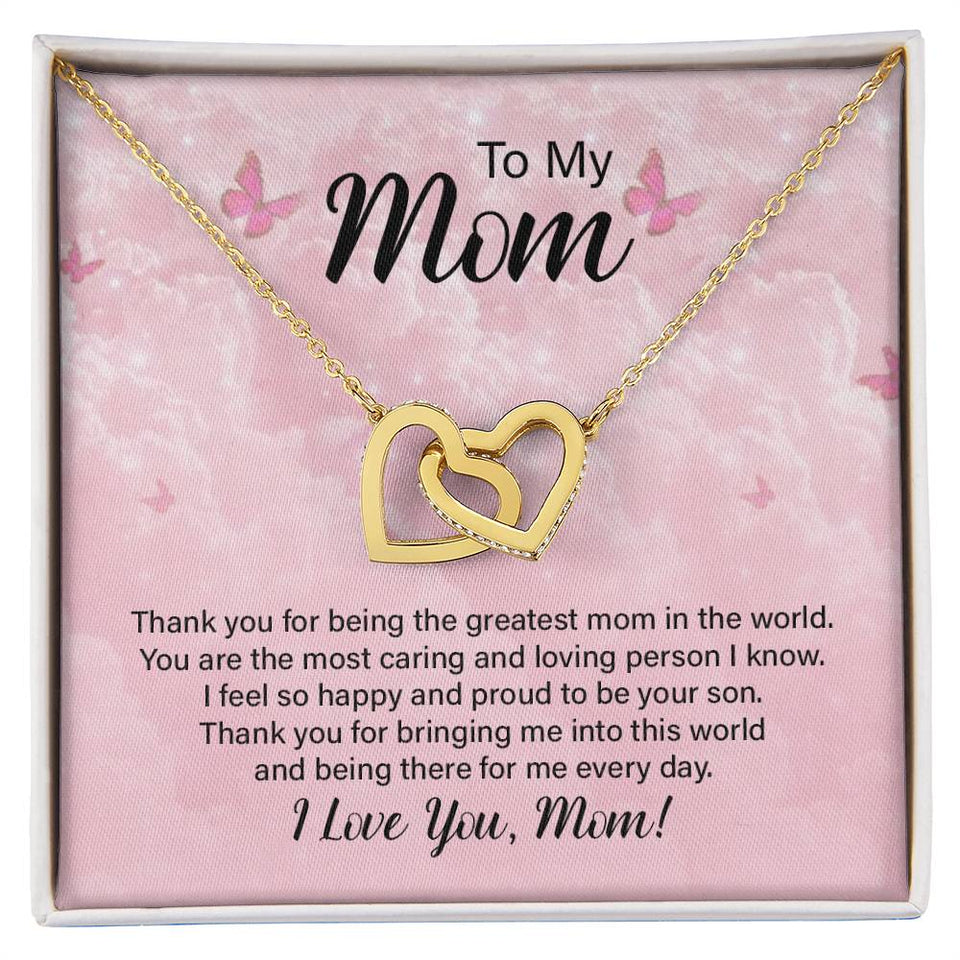 Mom Thank You Interlocking Hearts Necklace