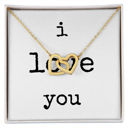 i love you - Interlocking Hearts Necklace - White Gift For Mom, necklace For Wife, Gift For Mother's Day