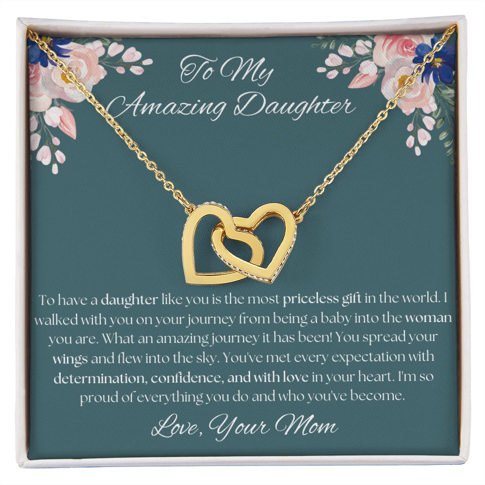 To My Amazing Daughter - From Mom - Interlocking Hearts Necklace Gift For Mom, necklace For Wife, Gift For Mother's Day