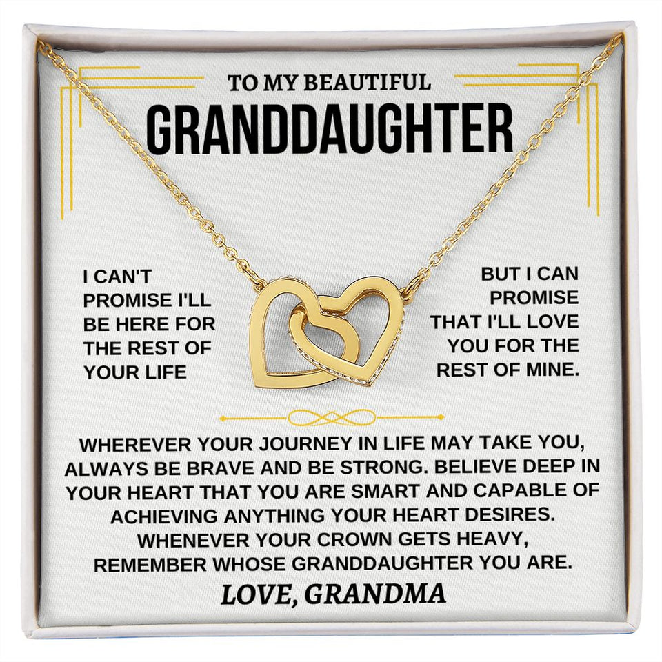 To My Granddaughter - Gold Vermeil Personalized Gift Set - Interlocking Hearts Necklace - Love, Grandma