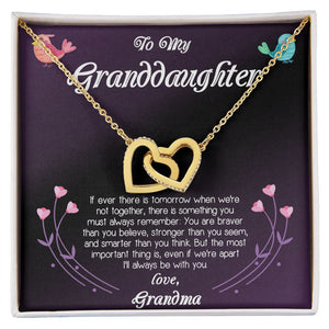 To My Granddaughter Love Grandma Interlocking Hearts Necklace