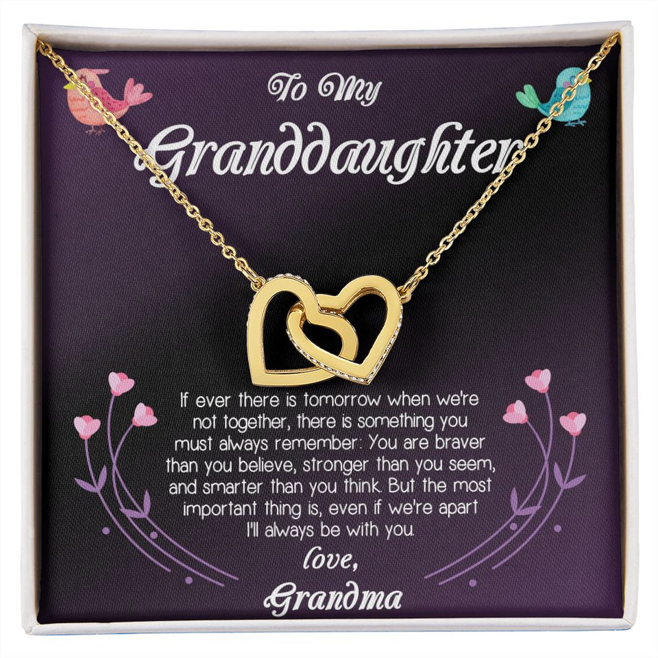 To My Granddaughter Love Grandma Interlocking Hearts Necklace