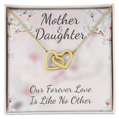 Mother and Daughter Like No Other Interlocking Hearts Necklace
