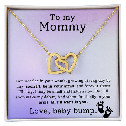 To My Mommy - Soon I'll Be In Your Arms Interlocking Hearts Necklace