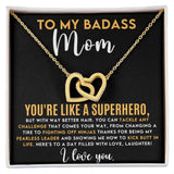 Badass Mom Interlocking Hearts Necklace