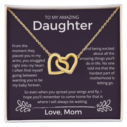 You Snuggled Right Into My Heart - Interlocking Hearts Necklace For Daughter