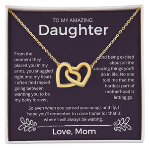 You Snuggled Right Into My Heart - Interlocking Hearts Necklace For Daughter