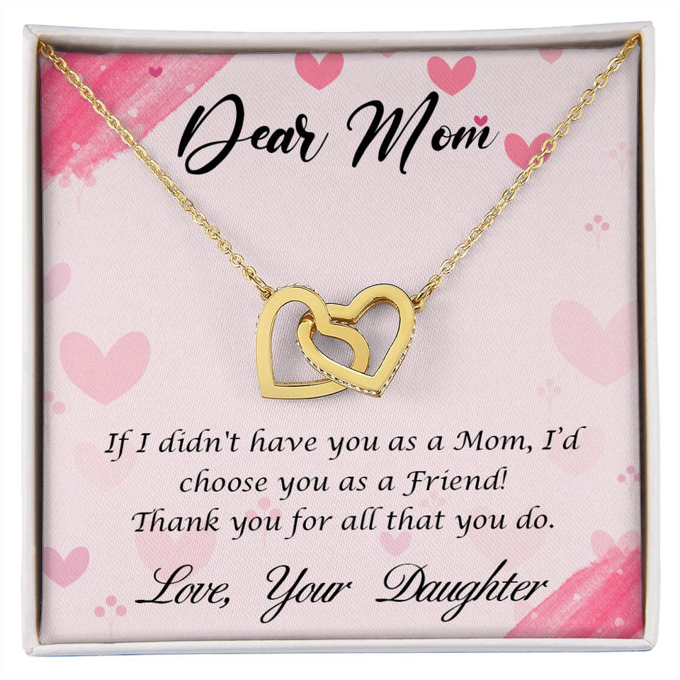 Dear Mom, Thank You Mom necklace, Interlocking Hearts Necklace