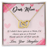 Dear Mom, Thank You Mom necklace, Interlocking Hearts Necklace