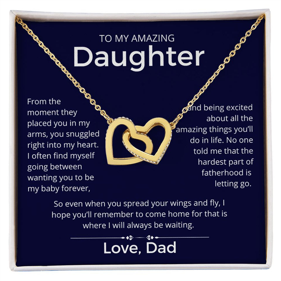 I Will Always Be Waiting - Interlocking Hearts Necklace For Daughter