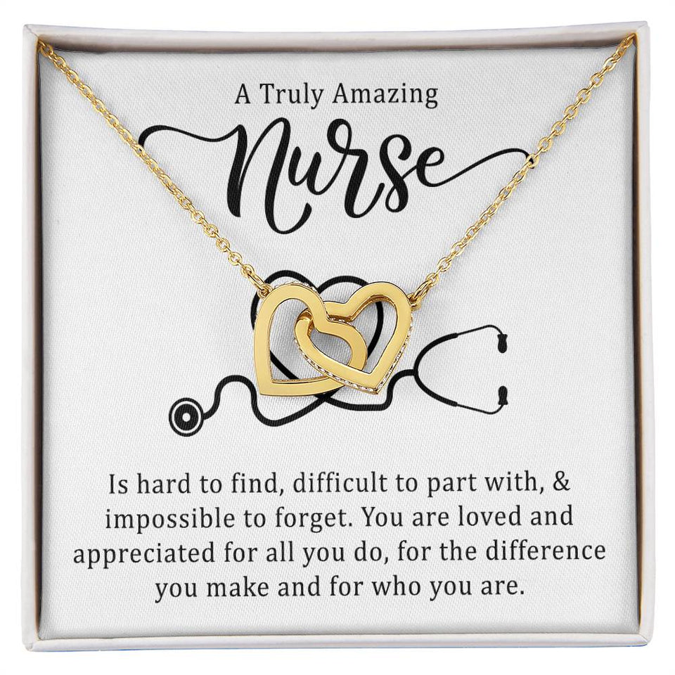 Truly Amazing Nurse Interlocking Hearts Necklace
