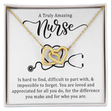 Truly Amazing Nurse Interlocking Hearts Necklace